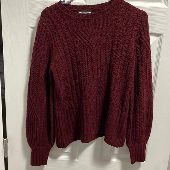 Karl Lagerfeld Sweaters - Karl Lagerfeld Maroon Knit Sweater Size Small